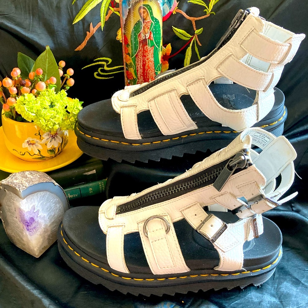 White leather gladiator sandals